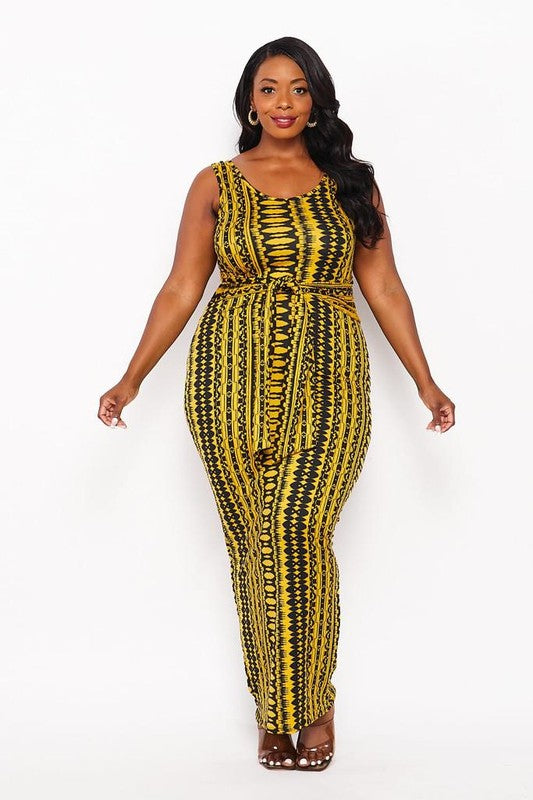 Tribal Yellow Front Tie Dress