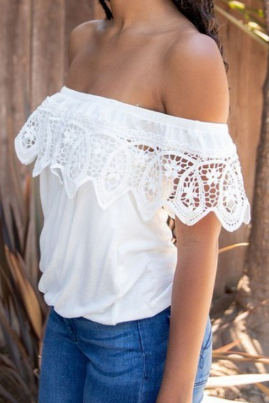 Off Shoulder Top w/ Lace Detail - Taffycat's