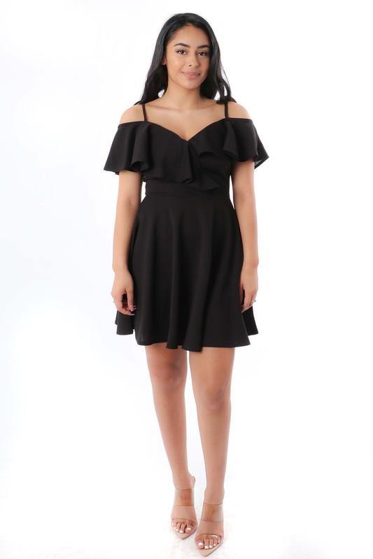 Off Shoulder Strap Flare Dress - Taffycat's