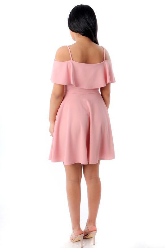 Off Shoulder Strap Flare Dress - Taffycat's