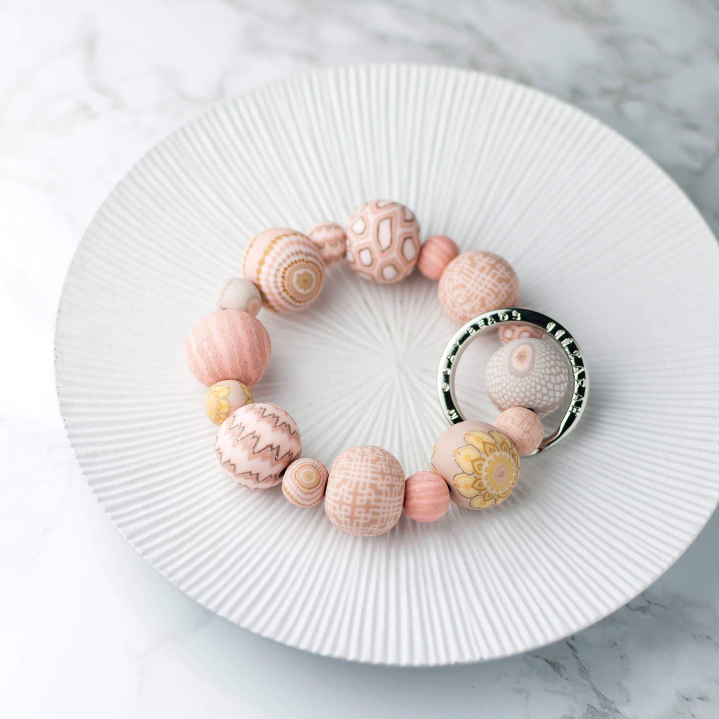 Decorative Clay Bead Wrist Keychain
