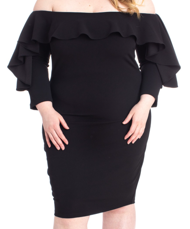 Ruffle Off Shoulder Bodycon Dress - Taffycat's