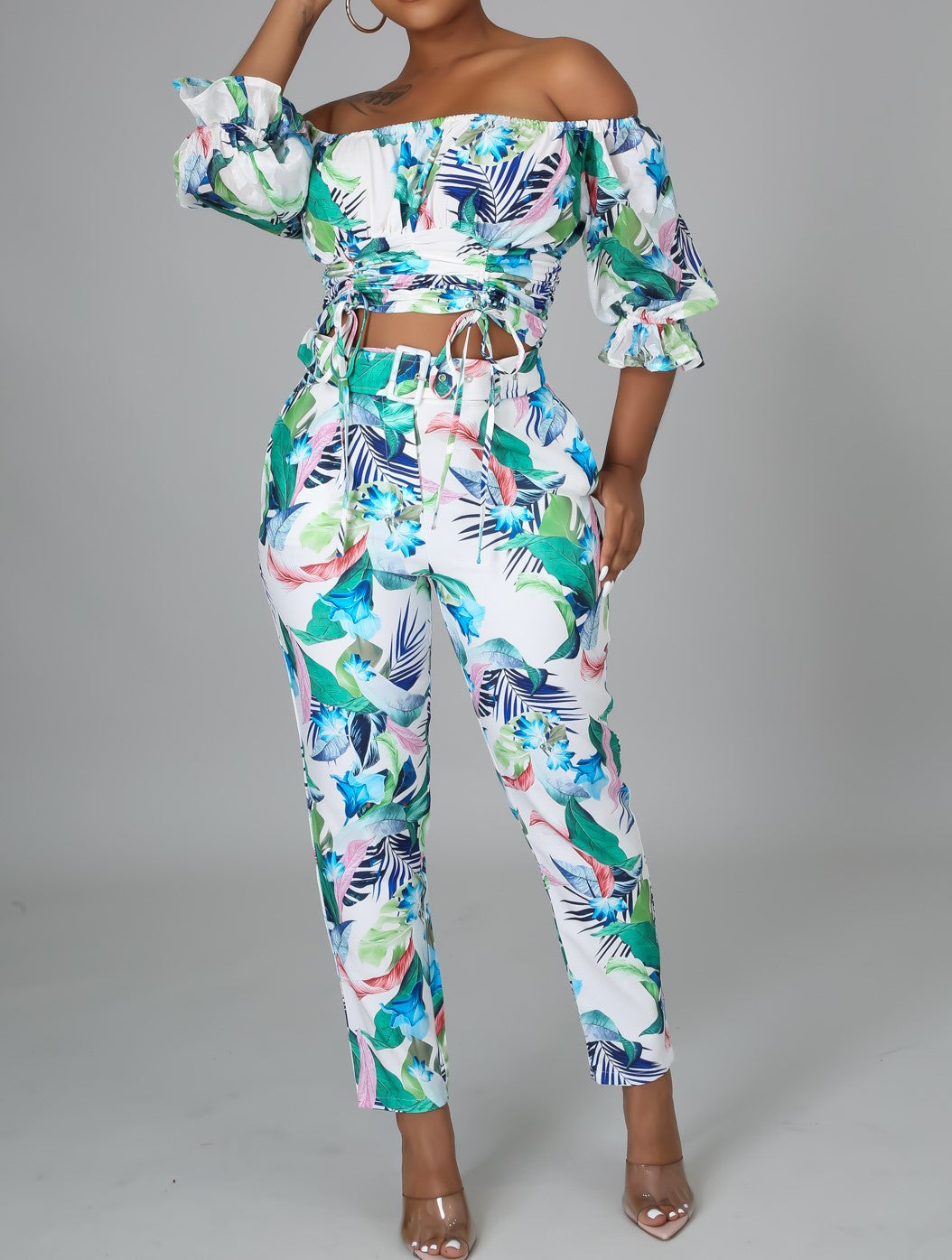 Blue Hawaiian Pant Set