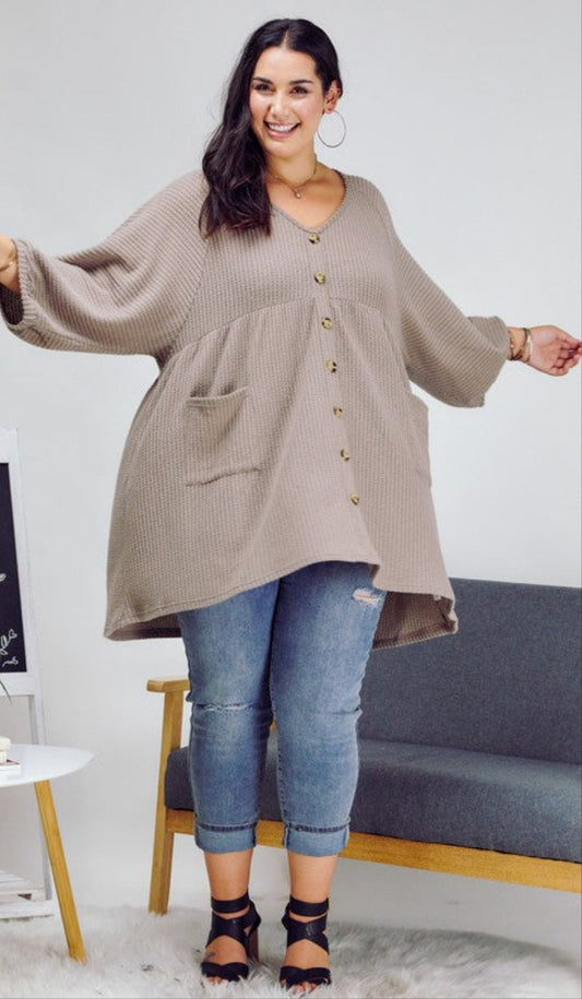 Mocha Waffle Knit Tunic