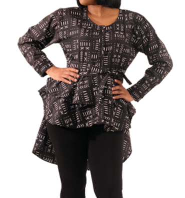 Hi-Lo Peplum Mud Printed Top - Taffycat's
