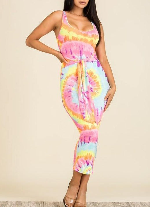Ribbed Tie Dye Midi Dress - Taffycat's