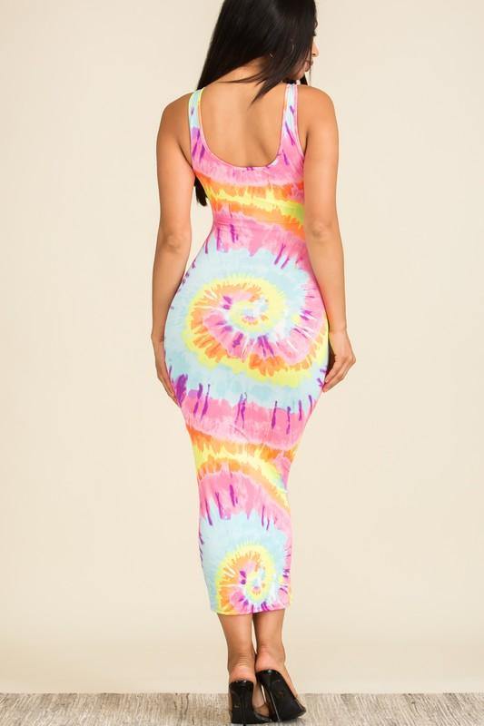 Ribbed Tie Dye Midi Dress - Taffycat's