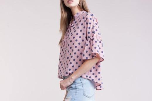 Polka Dot Bell Sleeve Blouse - Taffycat's