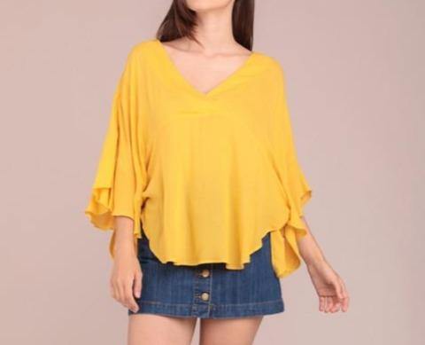 Ruffle Poncho Sleeve Top - Taffycat's