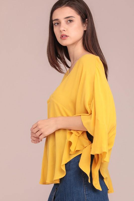 Ruffle Poncho Sleeve Top - Taffycat's