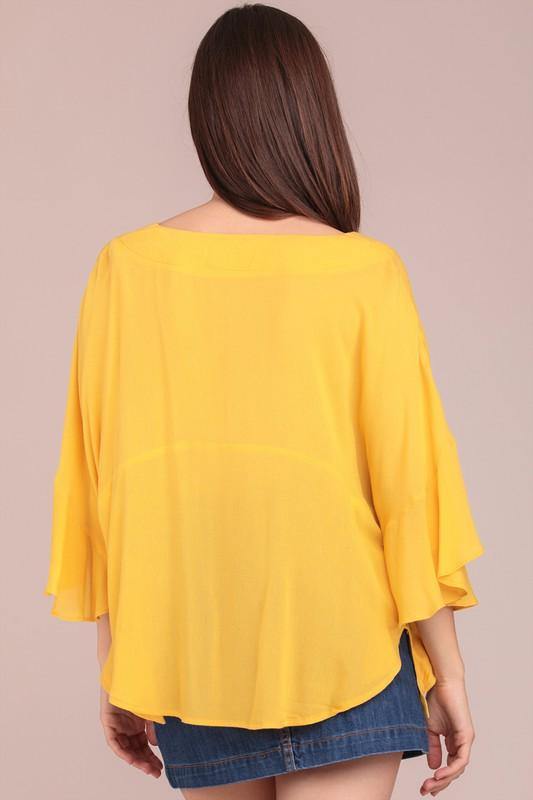 Ruffle Poncho Sleeve Top - Taffycat's