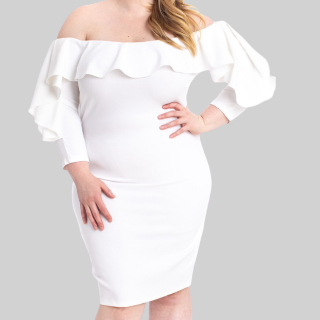 Ruffle Off Shoulder Bodycon Dress - Taffycat's