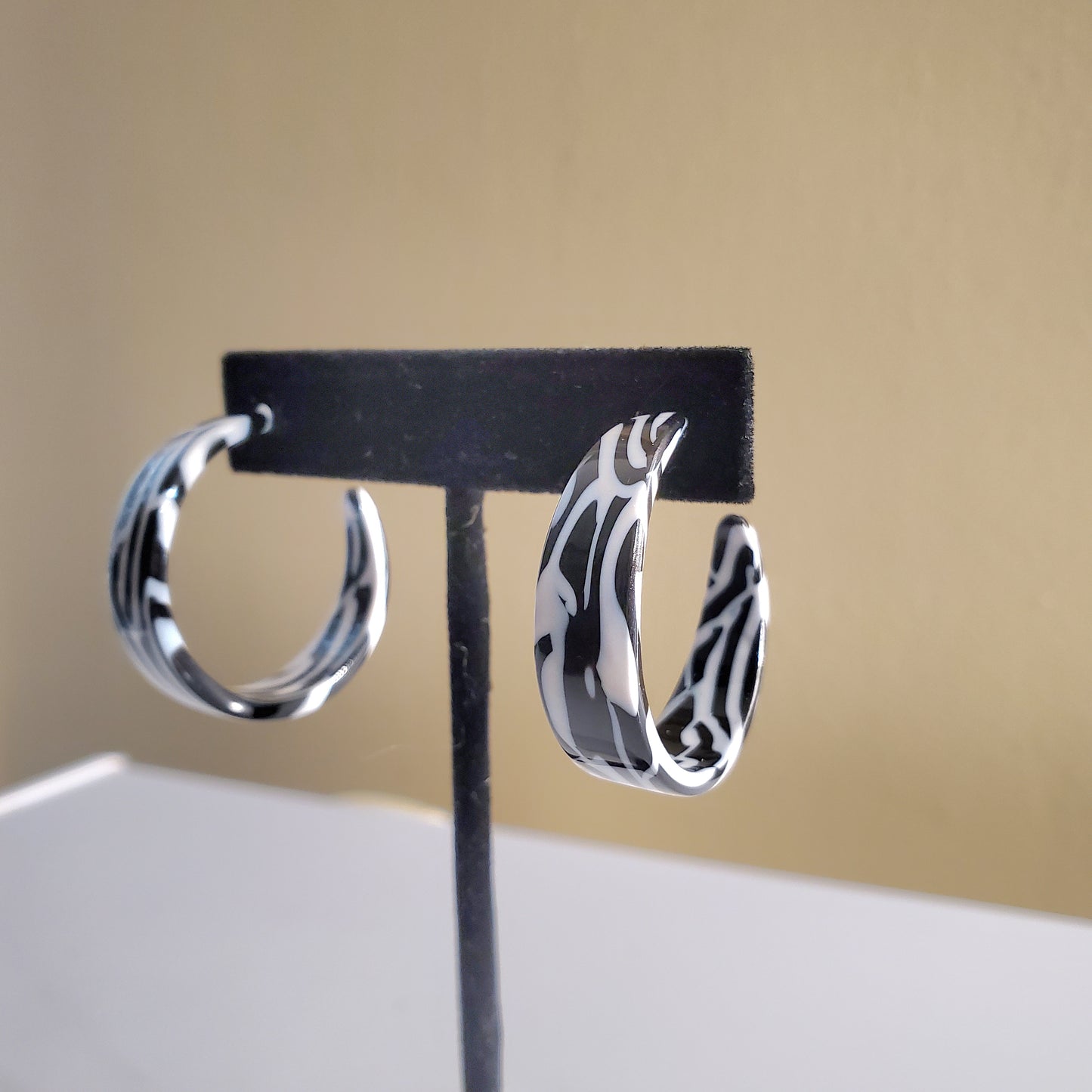 Zebra Open Hoop Earrings