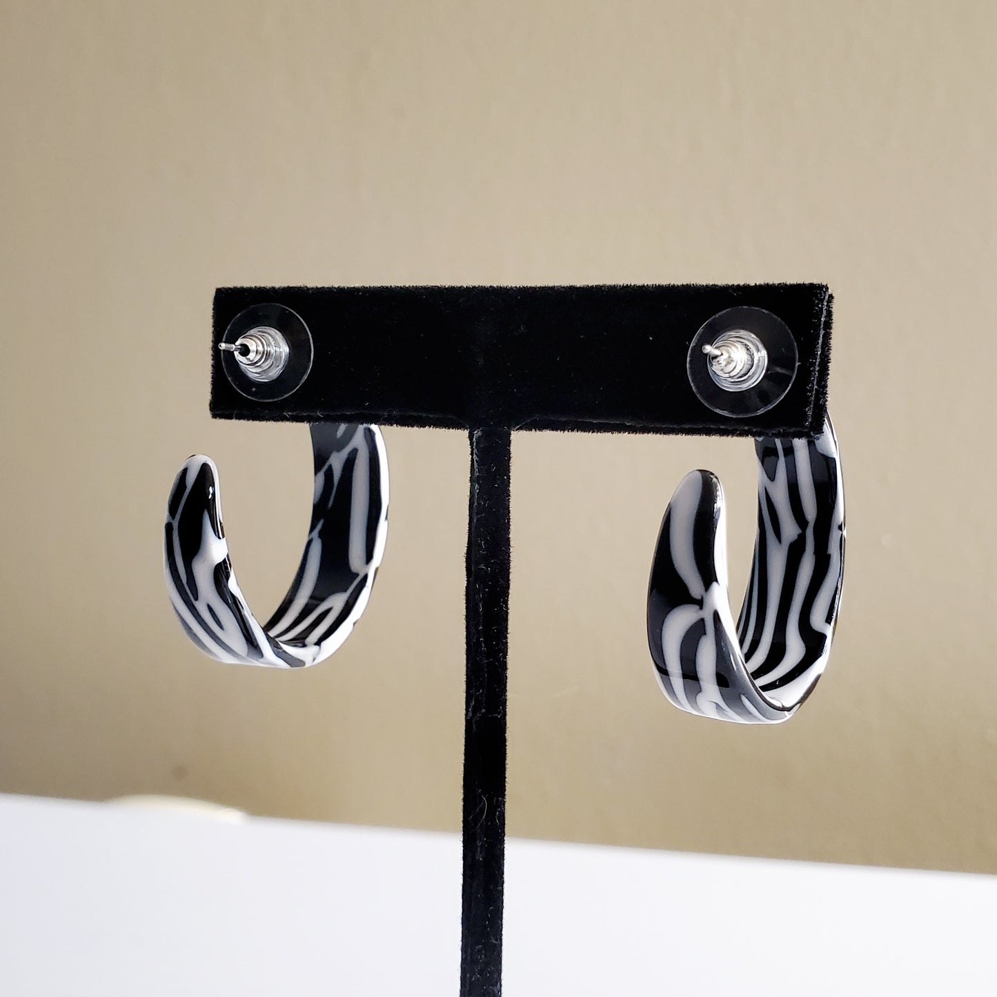 Zebra Open Hoop Earrings