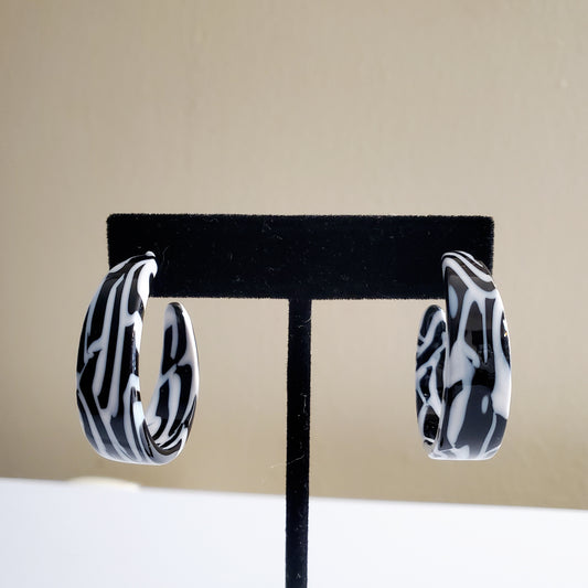 Zebra Open Hoop Earrings