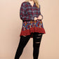 Plaid & Floral Lace Tiered Tunic Shirt