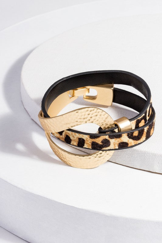 Leopard Print Double Loop Leather Bracelet