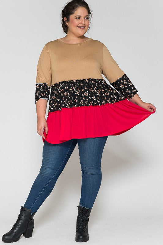 Color Blocked Ruffle Top