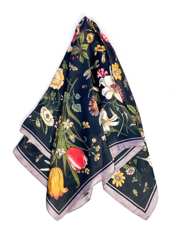 Fall Florals Satin Square Scarf