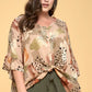 Geo Printed Tunic Top with Olive Green Ruffle Joggers