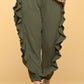 Ruffled Jogger Pants in Olive Green