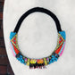 Statement Necklace with Seed and bugle beads, sequins and semiprecious gemstones