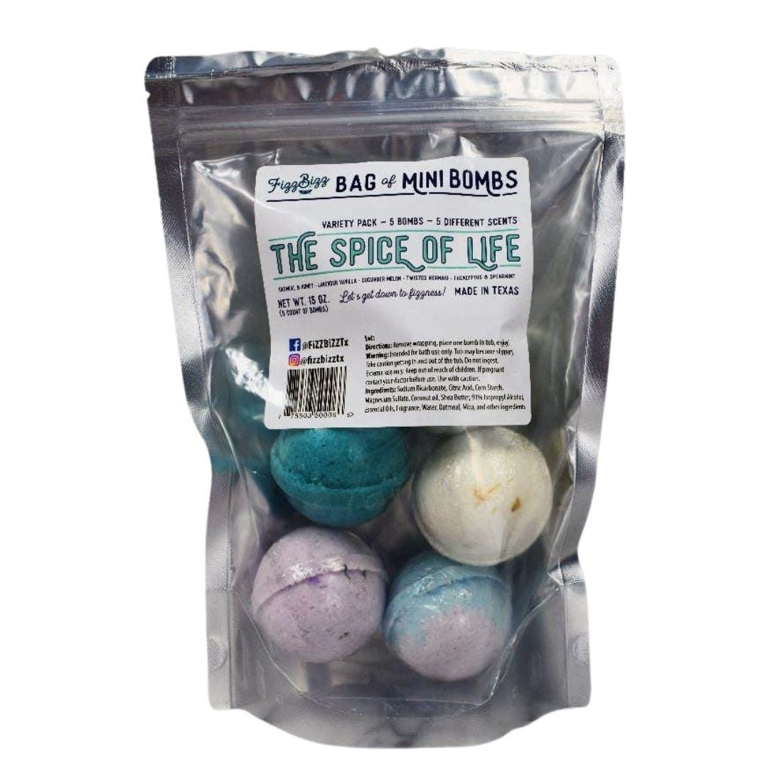 The Spice of Life Bath Bombs Gift Set of 5 by Fizz Bizz sold at Taffycat's Boutique