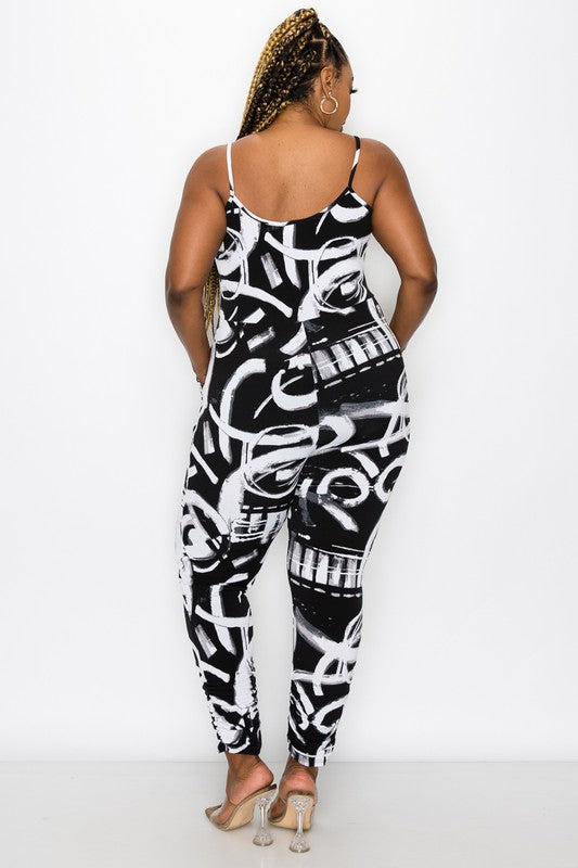 Abstract Black & White Jumpsuit